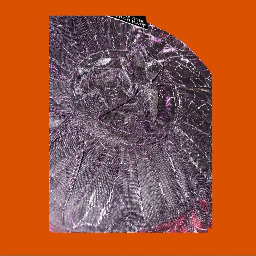 Spirit Halloween Silver Shimmery Wicked Witch Hat with Purple Accents Costume